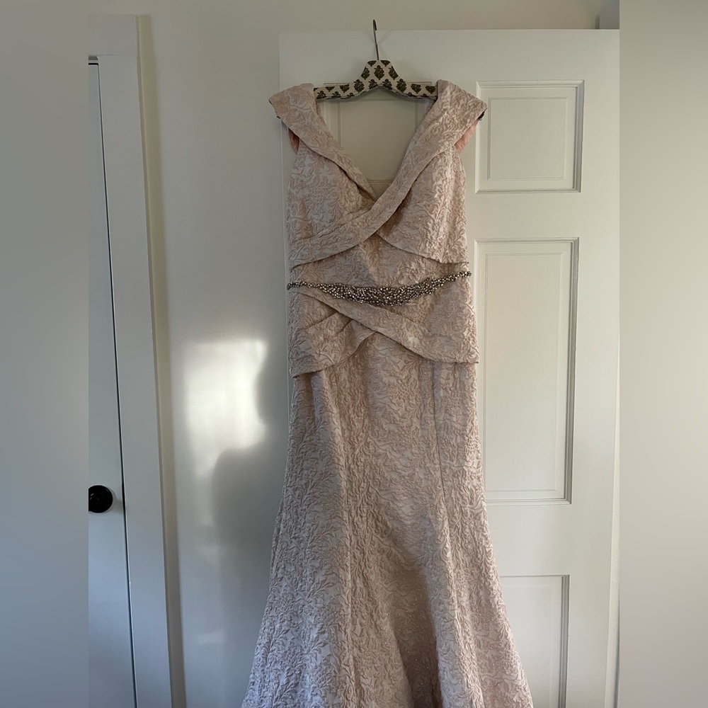 Terani Coutoure Off-Shoulder Brocade Gown